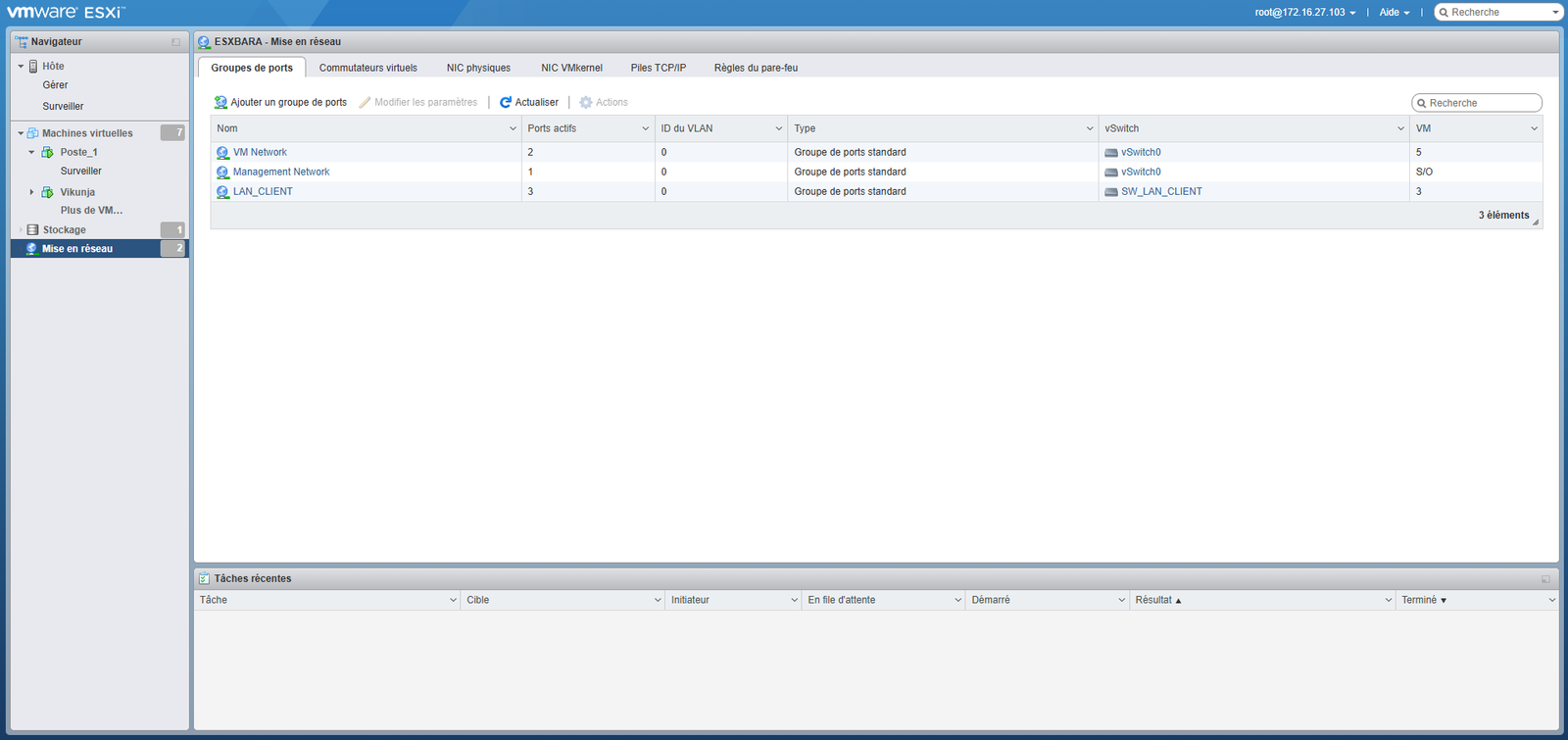 Configuration des groupes de ports